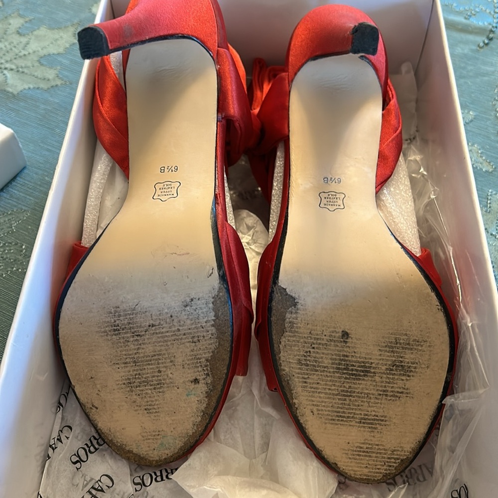 Caparros Gorgeous Red Satin Party Sandals - Picture 2 of 8